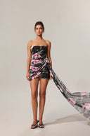 Orli Printed Flowers Streamer Mini Dress