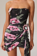 Orli Printed Flowers Streamer Mini Dress