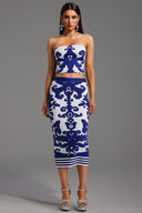 Elay Sleeveless Jacquard Bandage Midi Two-Piece Set