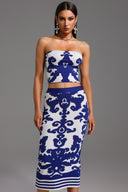 Elay Sleeveless Jacquard Bandage Midi Two-Piece Set