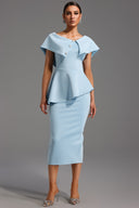 Tearnie One Shoulder Flounce Midi Dress