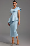 Tearnie One Shoulder Flounce Midi Dress