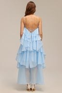 Shirley Sleeveless Flower Folds Maxi Dress