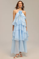 Shirley Sleeveless Flower Folds Maxi Dress