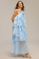 Shirley Sleeveless Flower Folds Maxi Dress