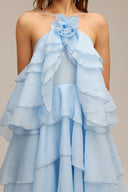 Shirley Sleeveless Flower Folds Maxi Dress