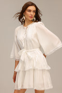 Dasaka V-Neck Lace Bowknot Mini Dress