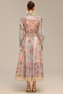 Ruby Long Sleeve Floral Printed Lace Top And Skirt Two-Piece Set