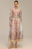 Ruby Long Sleeve Floral Printed Lace Top And Skirt Two-Piece Set
