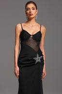 Mamie Sleeveless Diamond Starfish Slit Bandage Maxi Dress
