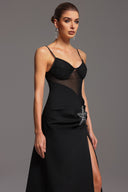 Mamie Sleeveless Diamond Starfish Slit Bandage Maxi Dress