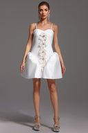 Saly Strapless Sleeveless Flowers Bandage Mini Dress