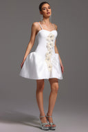 Saly Strapless Sleeveless Flowers Bandage Mini Dress