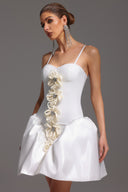 Saly Strapless Sleeveless Flowers Bandage Mini Dress