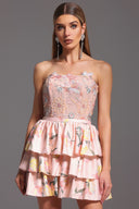 Waner Sleeveless Printing Flrs Mini Dress