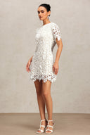 Yahir Flowers Short Sleeve Lace Mini Dress