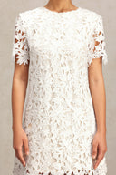 Yahir Flowers Short Sleeve Lace Mini Dress