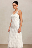 Diana Flowers Diamond Halter Lace Maxi Dress