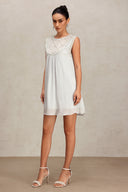Yamaly Round Neck Sleeveless Diamond Mini Dress