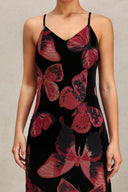 Tutuni V-Neck Halter Butterfly Printed Maxi Dress