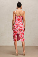Mishell Halter Floral Printed Midi Dress
