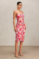 Mishell Halter Floral Printed Midi Dress