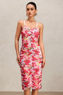 Mishell Halter Floral Printed Midi Dress
