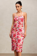 Mishell Halter Floral Printed Midi Dress