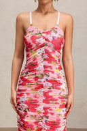 Mishell Halter Floral Printed Midi Dress
