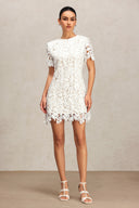 Yahir Flowers Short Sleeve Lace Mini Dress