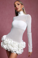 Halasa Long Sleeve Flowers Mini Dress