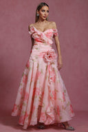 Jussi Sleeveless Flrs Flounce Maxi Dress