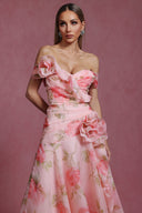 Jussi Sleeveless Flrs Flounce Maxi Dress