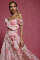 Jussi Sleeveless Flrs Flounce Maxi Dress