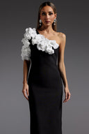 Kila One Shoulder Flowers Bandage Midi Dress