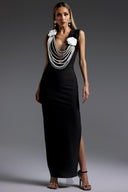 Havani Sleeveless Flowers Tassel Bandage Maxi Dress