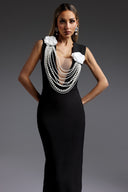 Havani Sleeveless Flowers Tassel Bandage Maxi Dress