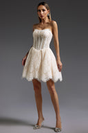 Saturn Sleeveless Fishbone Lace Mini Dress