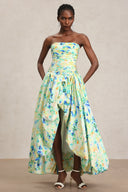 Liliana Sleeveless Floral Printed Folds Maxi Dress