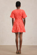 Katya V-Neck Puff Sleeves Hollow Out Mini Dress
