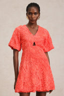 Katya V-Neck Puff Sleeves Hollow Out Mini Dress