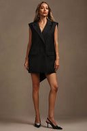 Livana Lapel Sleeveless Bowknot Mini Dress