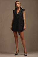 Livana Lapel Sleeveless Bowknot Mini Dress