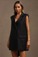 Livana Lapel Sleeveless Bowknot Mini Dress