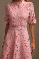 Lzada Short Sleeves Lace Hollow Out Midi Dress