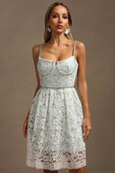 Susel Halter Diamond Lace Mini Dress