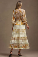 Saraja Long Sleeves Floral Printed Top And Skirt Two-Piece Set