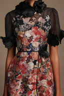 Haliya Short Sleeves Flowers Printed Midi Dress