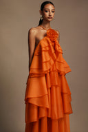 Jesmin Sleeveless Flower Layered Folds Maxi Dress