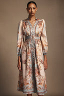 Edan Floral Printed Long Sleeves Midi Dress